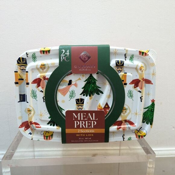 Gourmet Kitchen Christmas Santa’s Food Meal Prep Containers with Lids, 12 - Picture 1 of 6
